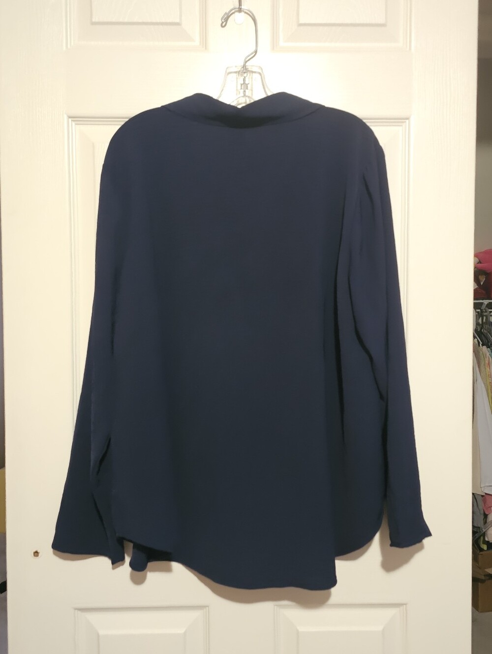 Michael Kors Navy Long-Sleeve Collared Tunic with Gold Accent NWT Sz 2X - Picture 2 of 4
